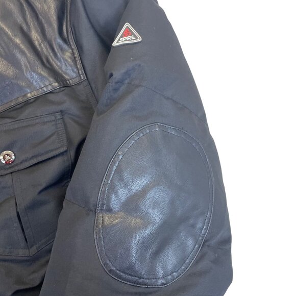 Spire Mens Black Polyester Hooded Jacket With Leather Water-Resistan 4XL - Picture 5 of 6